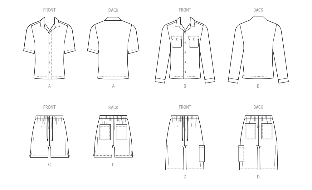 McCall's Sewing Pattern 8486 Men's Shirts and Shorts from Jaycotts Sewing Supplies