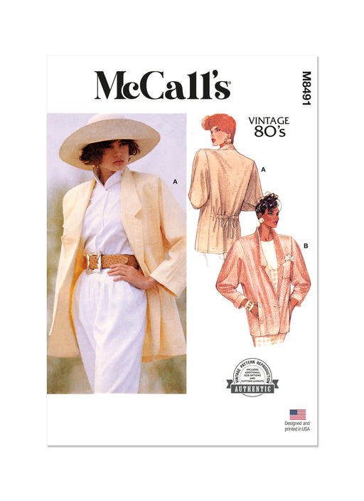 McCall's Sewing Pattern 8491 Misses' Unlined Jacket from Jaycotts Sewing Supplies