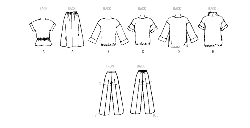 McCall's Sewing Pattern 8493 Misses' Knit Tops, Skirt, Pants and Shorts from Jaycotts Sewing Supplies
