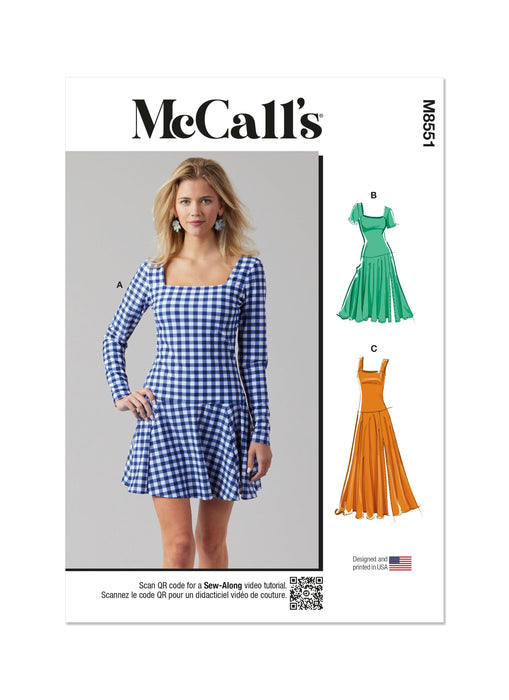 McCall's sewing pattern 8551 Misses' and Miss Petite Knit Dresses from Jaycotts Sewing Supplies