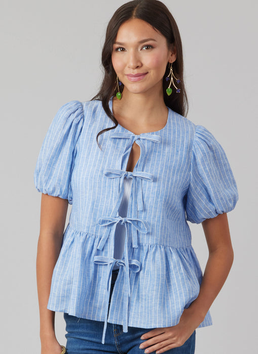 McCall's sewing pattern 8557 Misses' and Women's Tie Front Tops from Jaycotts Sewing Supplies