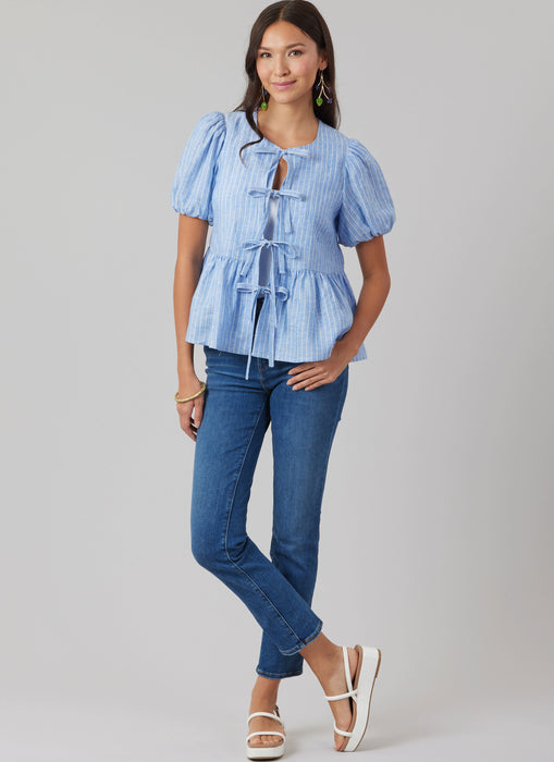 McCall's sewing pattern 8557 Misses' and Women's Tie Front Tops from Jaycotts Sewing Supplies