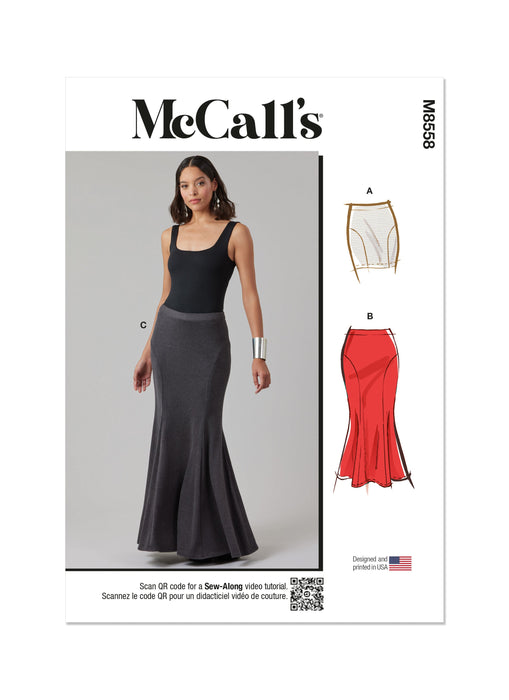 McCall's sewing pattern 8558 Misses' Knit Skirt in Three Lengths from Jaycotts Sewing Supplies
