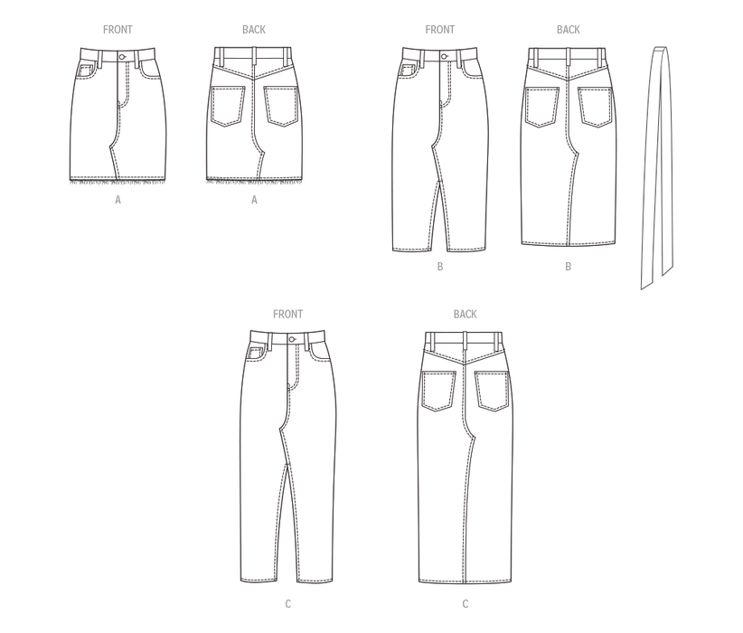 McCall's sewing pattern 8559 Misses' and Women's Jeans Skirt from Jaycotts Sewing Supplies