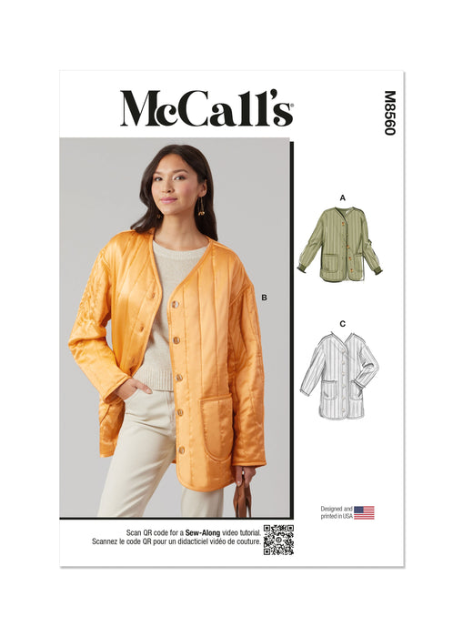 McCall's sewing pattern 8560 Misses' Jacket with Sleeve and Length Variations from Jaycotts Sewing Supplies