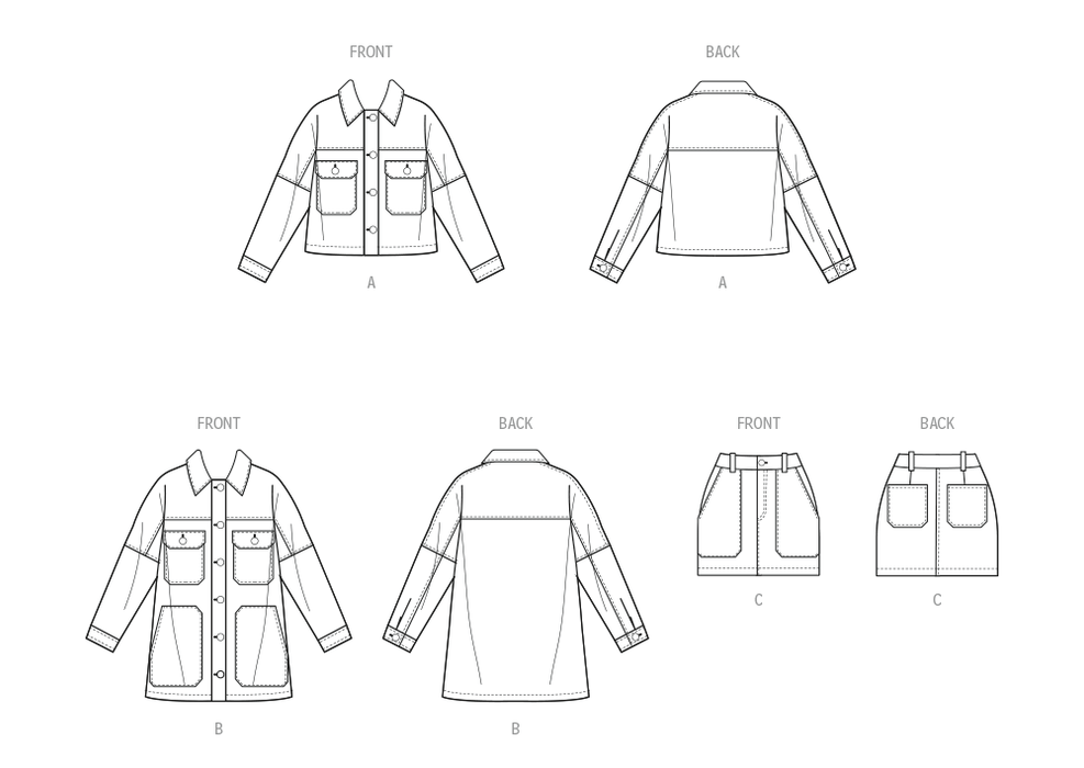 McCall's sewing pattern 8561 Misses' Jacket in Two Lengths and Skirt from Jaycotts Sewing Supplies