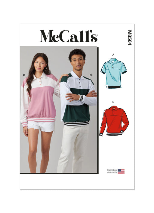 McCall's sewing pattern 8564 Unisex Knit Pullover Tops from Jaycotts Sewing Supplies