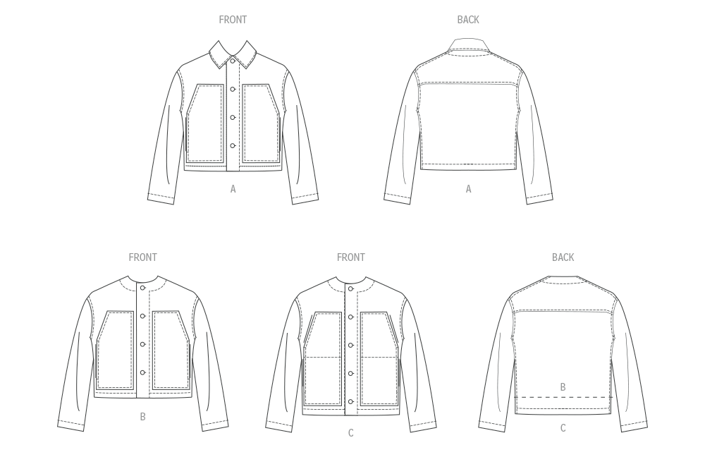 McCall's sewing pattern 8565 Unisex Jacket with Collar Variations from Jaycotts Sewing Supplies