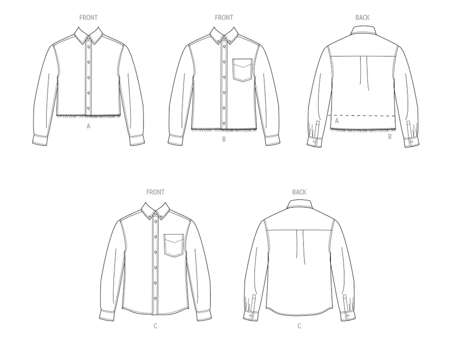 McCall's sewing pattern 8566 Unisex Shirt in Three Lengths from Jaycotts Sewing Supplies