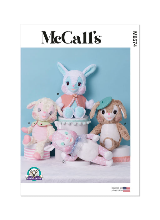 McCall's sewing pattern 8574 Plush Animals by Carla Reiss from Jaycotts Sewing Supplies