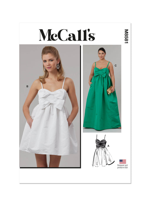 McCall's Sewing Pattern 8581 Empire Waist Dress in Two Lengths from Jaycotts Sewing Supplies