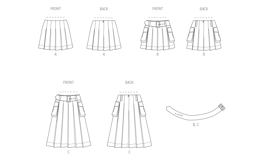 McCall's Sewing Pattern 8584 Pleated Skirt in two lengths from Jaycotts Sewing Supplies