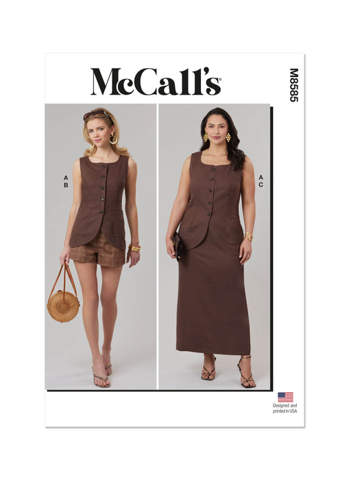 McCall's Sewing Pattern 8585 Top, Shorts and Skirt with Petite Lines from Jaycotts Sewing Supplies