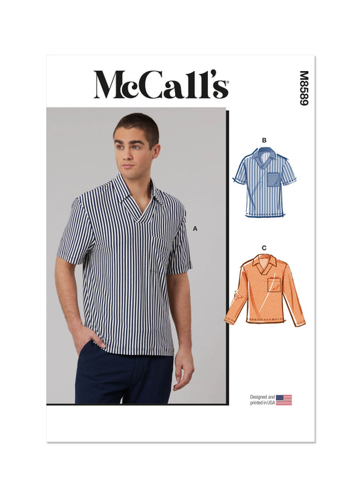 McCall's Sewing Pattern 8589 Men's Top with Sleeve Variations from Jaycotts Sewing Supplies