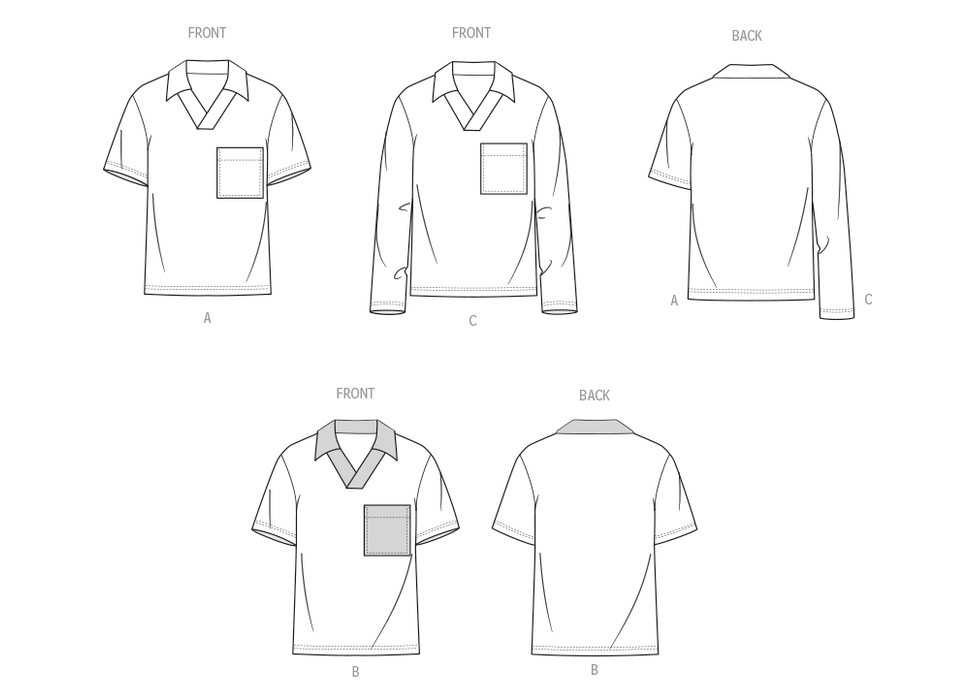 McCall's Sewing Pattern 8589 Men's Top with Sleeve Variations from Jaycotts Sewing Supplies