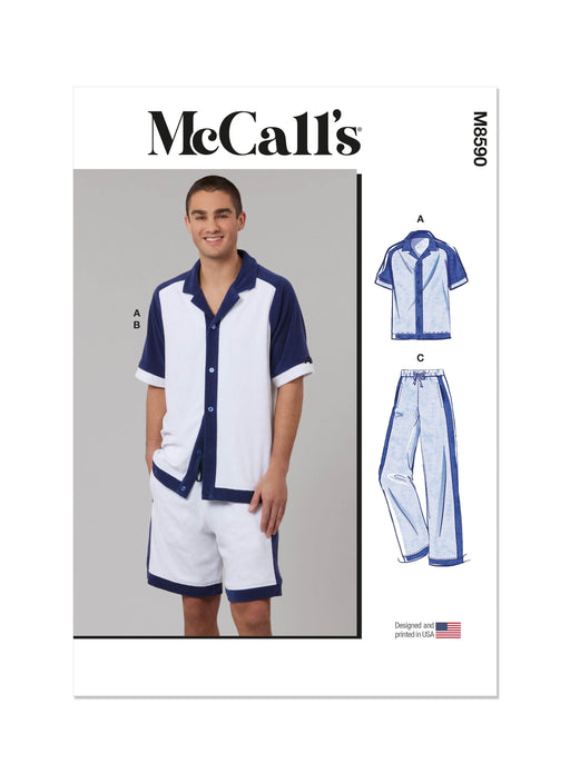 McCall's Sewing Pattern 8590 Men's Top, Shorts and Trousers from Jaycotts Sewing Supplies