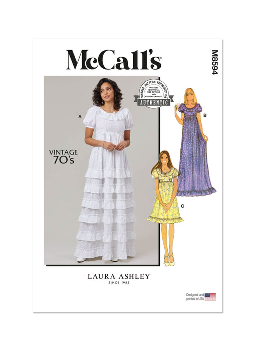 McCall's Sewing Pattern 8594 1970's Dress by Laura Ashley from Jaycotts Sewing Supplies