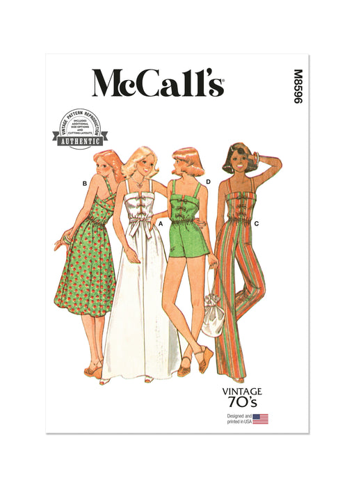 McCall's Sewing Pattern 8596 1970's Dresses or Jumper and Jumpsuit from Jaycotts Sewing Supplies