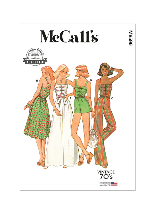 McCall's Sewing Pattern 8596 1970's Dresses or Jumper and Jumpsuit from Jaycotts Sewing Supplies