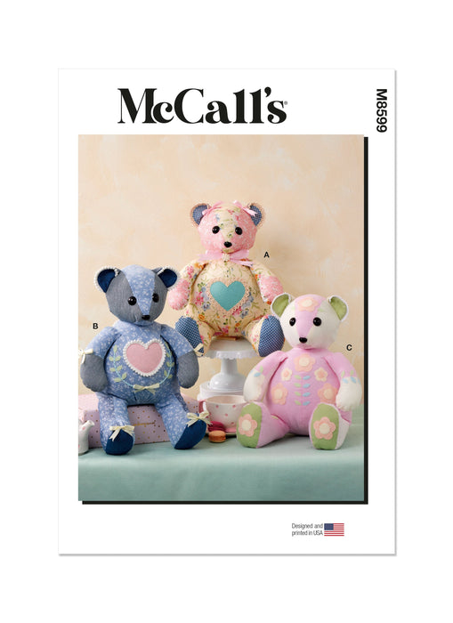 McCall's Sewing Pattern 8599 Patchwork Plush Bears from Jaycotts Sewing Supplies