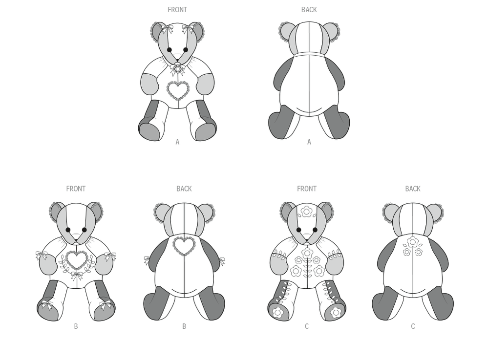 McCall's Sewing Pattern 8599 Patchwork Plush Bears from Jaycotts Sewing Supplies