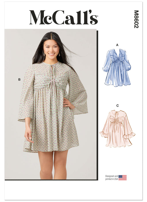 McCall's sewing pattern 8602 Babydoll Dress with Sleeve Variations from Jaycotts Sewing Supplies