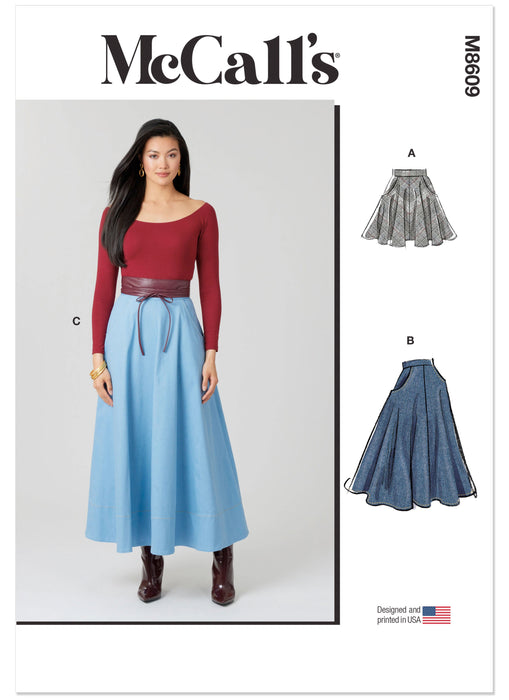 McCall's sewing pattern 8609 Flared Skirt in Three Lengths from Jaycotts Sewing Supplies