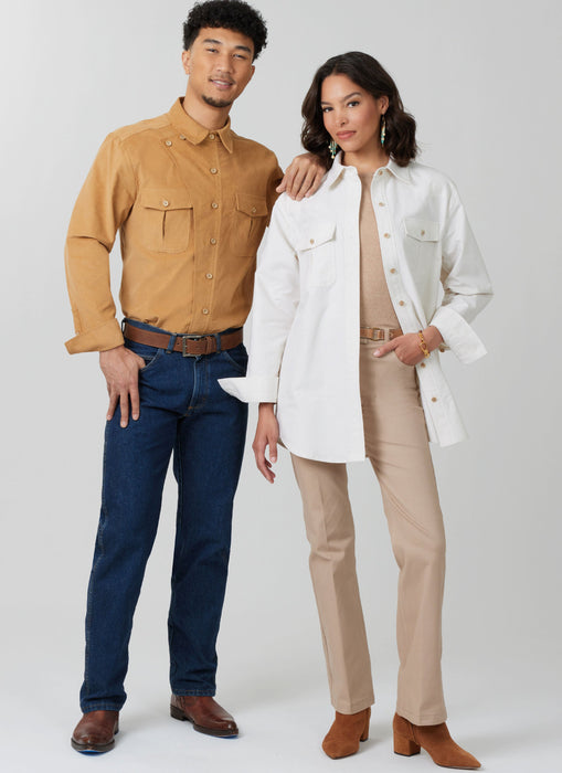 McCall's sewing pattern 8615 Unisex Casual button front Shirts from Jaycotts Sewing Supplies