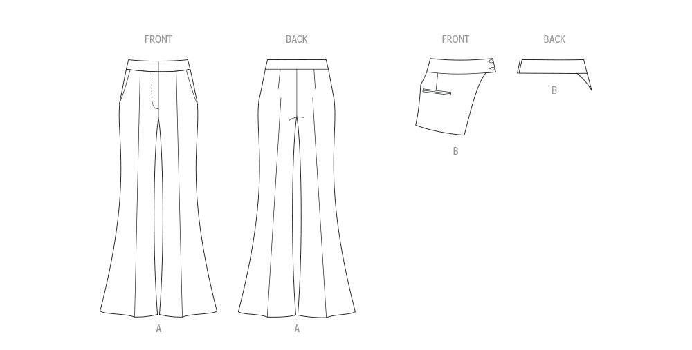 McCall's sewing pattern 8632 Misses' Flared Trousers from Jaycotts Sewing Supplies