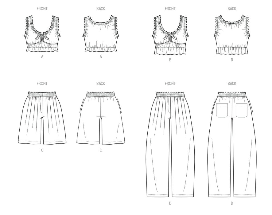McCall's sewing pattern 8634 Misses' Lounge Top in Two Lengths, Shorts and Pants from Jaycotts Sewing Supplies
