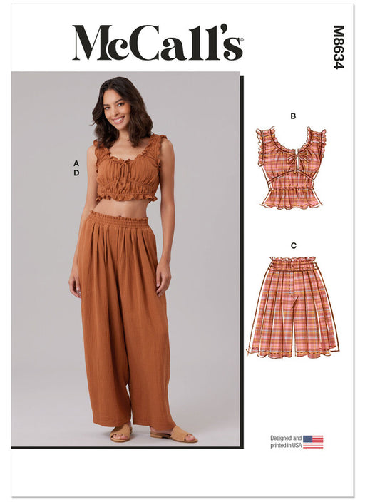 McCall's sewing pattern 8634 Misses' Lounge Top in Two Lengths, Shorts and Pants from Jaycotts Sewing Supplies
