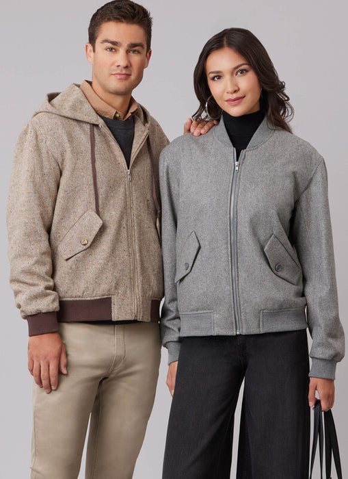 McCall's sewing pattern 8635 Unisex Bomber Jacket with or without Hood from Jaycotts Sewing Supplies