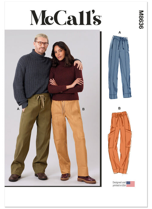 McCall's sewing pattern 8636 Unisex Pull On Trousers from Jaycotts Sewing Supplies
