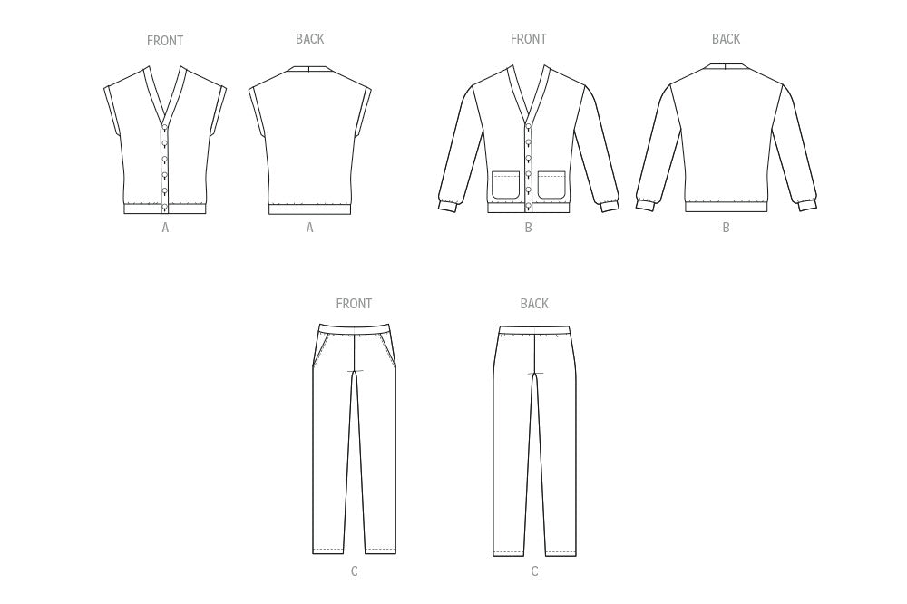 McCall's sewing pattern 8637 Unisex Knit Waistcoat, Cardigan and Pants from Jaycotts Sewing Supplies