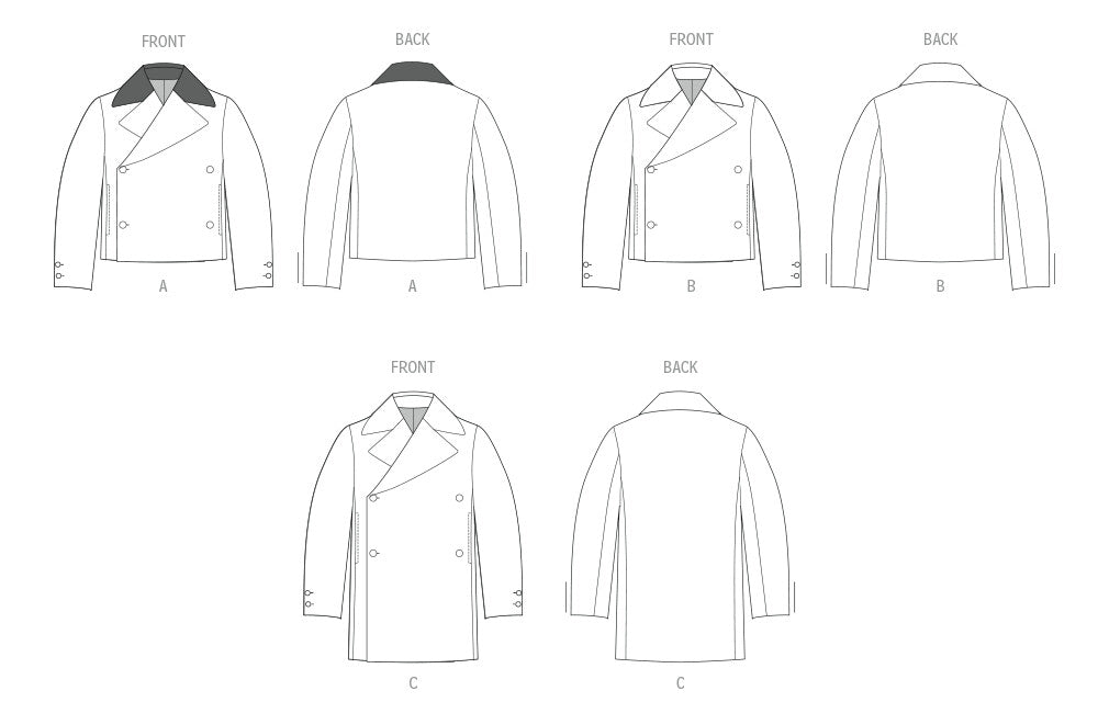 McCall's sewing pattern 8638 Men's Double Breasted Jacket in Two Lengths from Jaycotts Sewing Supplies