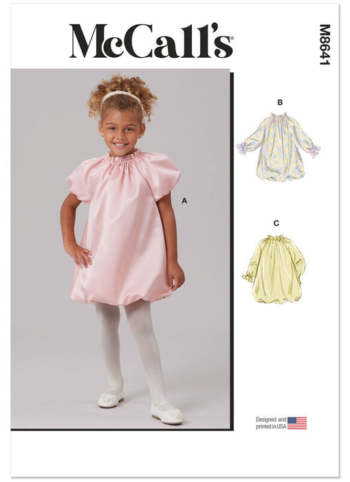 McCall's sewing pattern 8641 Children's Bubble Dress with Sleeve Variations from Jaycotts Sewing Supplies