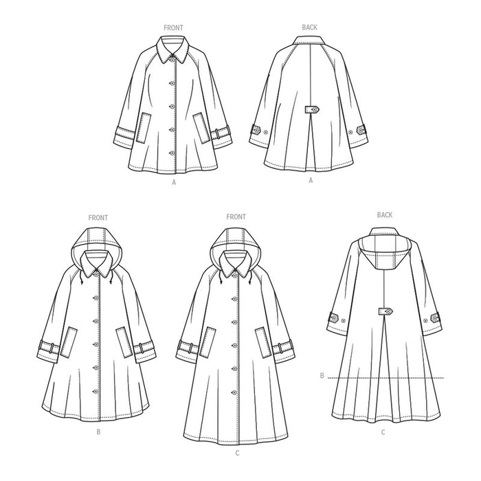 McCall's sewing pattern 8655 Misses' Trench Coat in Three Lengths with Optional Hood from Jaycotts Sewing Supplies