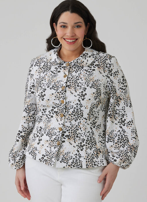 McCall's sewing pattern 8657 Misses' and Women's Peter Pan Collar Knit Top with Sleeve Variations from Jaycotts Sewing Supplies