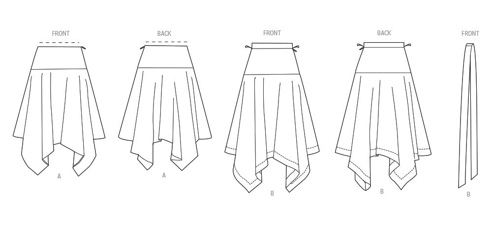 McCall's sewing pattern 8659 Misses' and Women's Handkerchief Hem Skirt and Tie Belt from Jaycotts Sewing Supplies