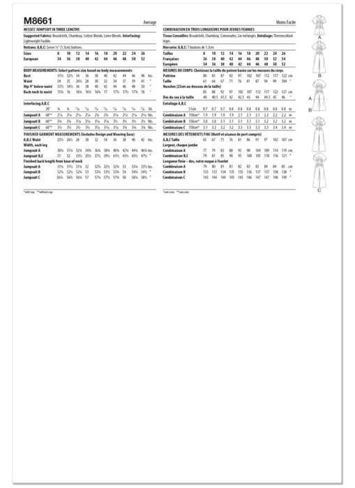 McCall's sewing pattern 8661 Misses' Jumpsuit in Three Lengths from Jaycotts Sewing Supplies