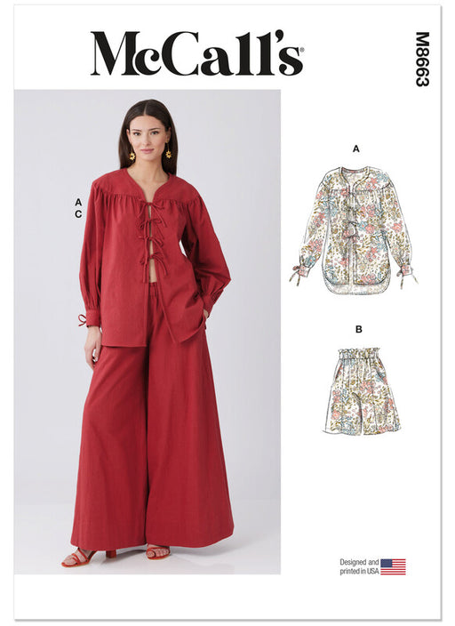 McCall's sewing pattern 8663 Misses' Lounge Top, Shorts and Pants from Jaycotts Sewing Supplies