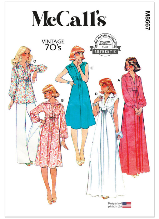McCall's sewing pattern 8667 Misses' Knit Dresses and Top from Jaycotts Sewing Supplies