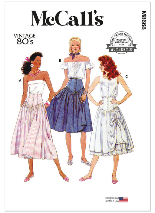 McCall's sewing pattern 8668 Misses' Skirts and Petticoat from Jaycotts Sewing Supplies