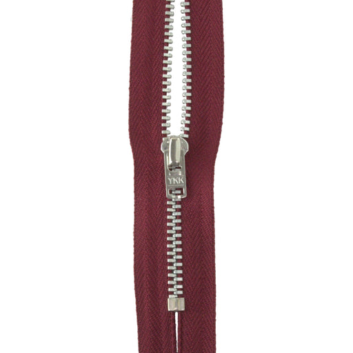 YKK silver tooth Metal Dress Zips - Wine from Jaycotts Sewing Supplies