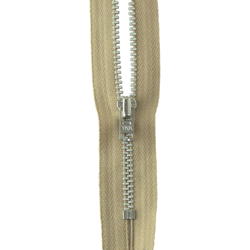 YKK silver tooth Metal Dress Zips - Beige from Jaycotts Sewing Supplies