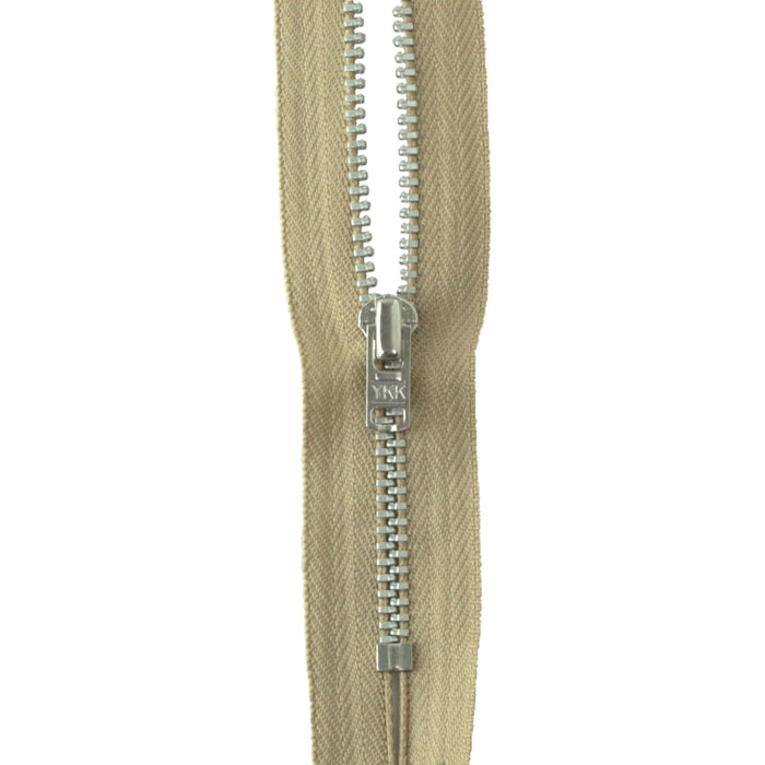 YKK silver tooth Metal Dress Zips - Beige from Jaycotts Sewing Supplies