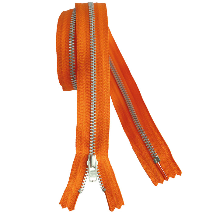 YKK silver tooth Metal Dress Zips - Tangerine from Jaycotts Sewing Supplies