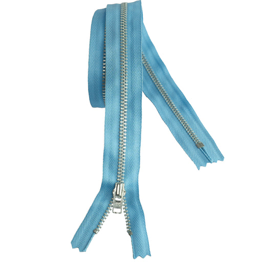YKK silver tooth Metal Dress Zips - Sky Blue from Jaycotts Sewing Supplies