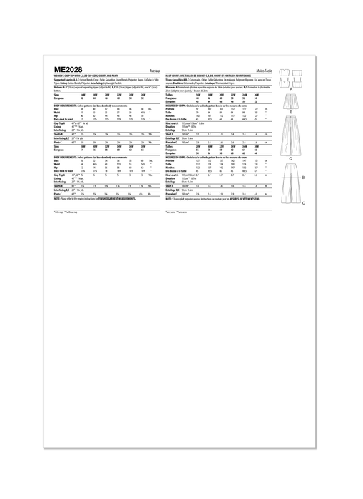 Know Me sewing pattern 2028 Women's Crop Top, Shorts and Pants from Jaycotts Sewing Supplies