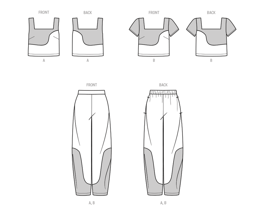 Know Me sewing pattern 2033 Misses' Crop Tops and Pants from Jaycotts Sewing Supplies